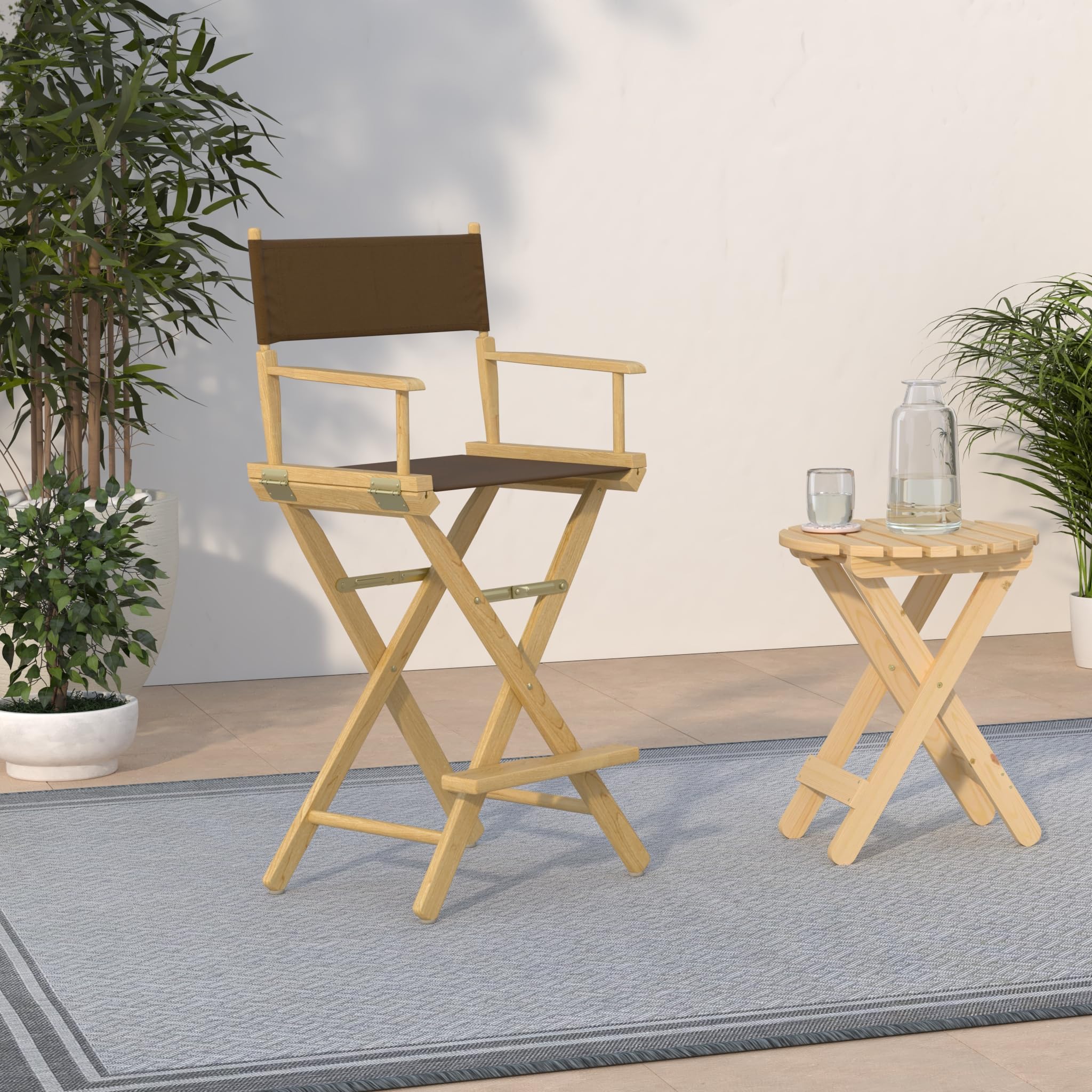 Casual Home 230-00/021-45 Director'S Chair Canvas 30" - Bar Height Natural Frame/Brown